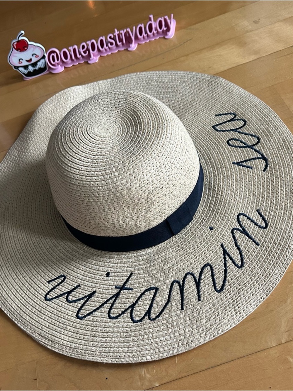 J Crew “Vitamin Sea” Floppy Straw Beach Hat, Tan, Black, One Size